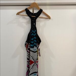 Multicolor Halter Dress with Black Sequin Detail(Z)
